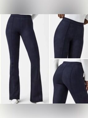 Spanx High Waisted Faux Suede Flare Pants - Size XL - Black